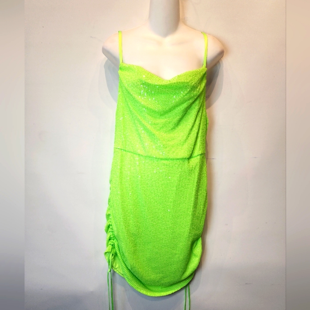 New Lime Green Sexy Dress Sequin Party Dress Size L